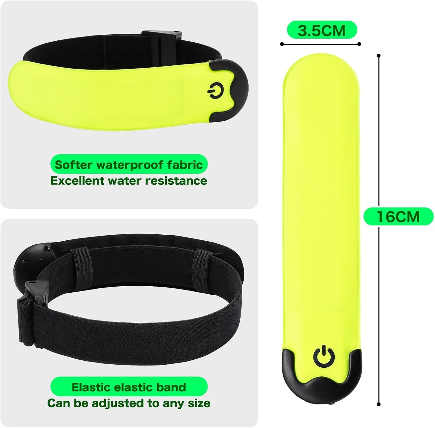 LED Armband Running USB Rechargeable(2 Pack), High Visibility Wristband for Runners, Joggers, Pet Owners, Cyclists, Adjustable Waterproof Reflective Bracelets for Night Running, Walking