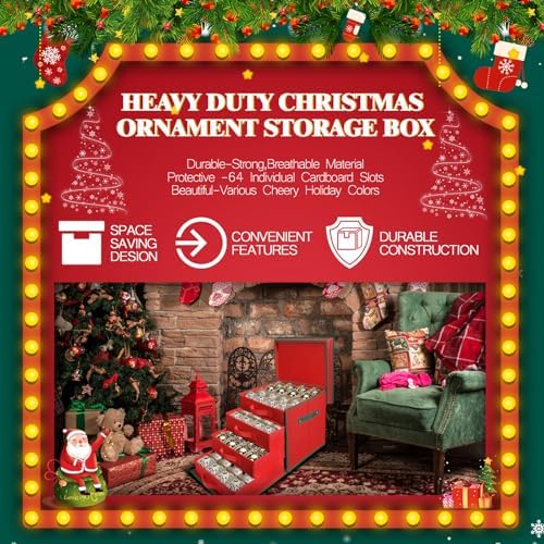 Premium Christmas Ornament Storage Box Keeps 64 3" & 4 Individual Trays ﻿ - Image 5