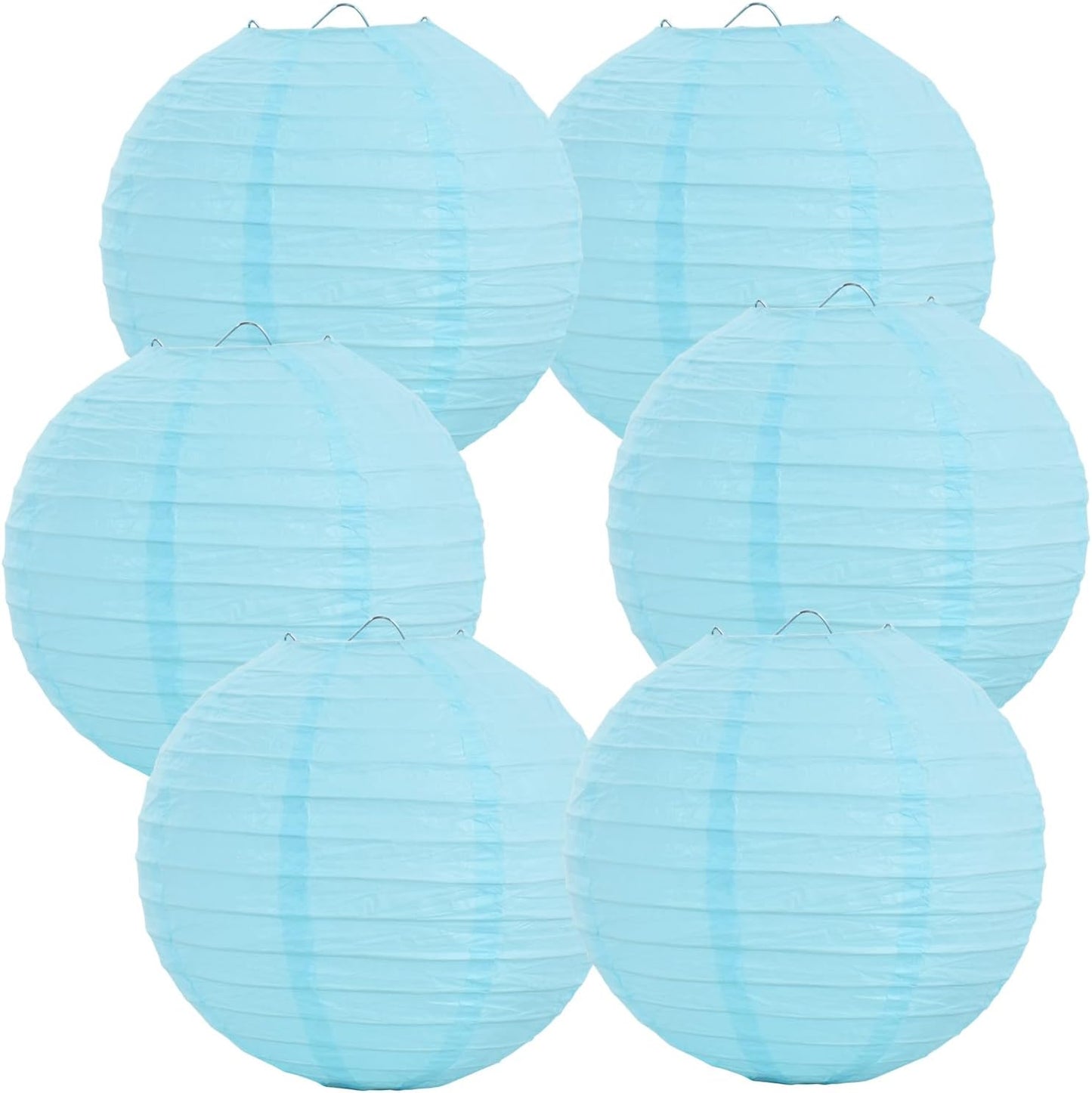 BEISHIDA 8-Inch Light Blue Round Paper Lanterns Decorative Hanging Asia Chinese Japanese Paper Lanterns Lamp for Birthday Wedding Baby Shower Home Decor Party Decoration（6 Packs）