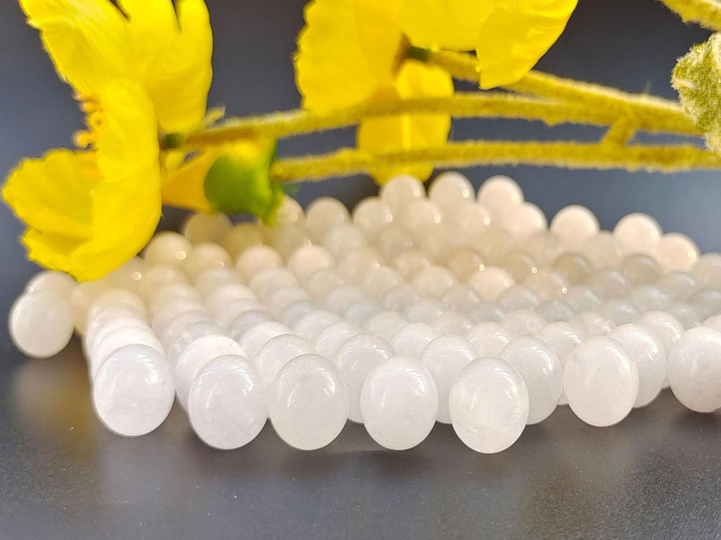 Stone Beads 10mm 60pcs White Jade Beads Round Loose Gemstones Beads for Bracelet Necklace Jewelry Making (10mm, 61018 White Jade)