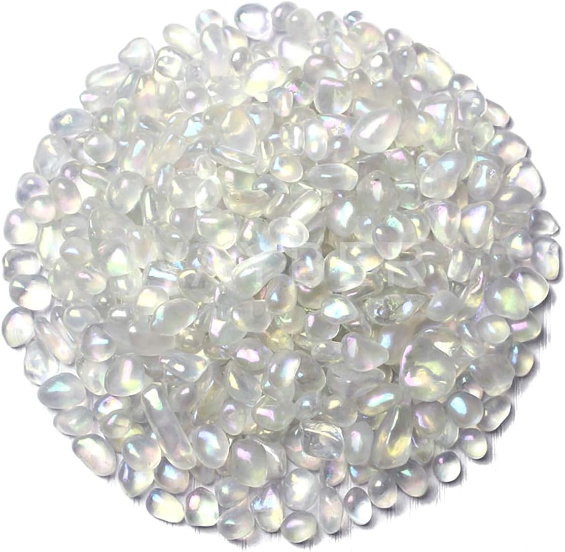 WAYBER 1Lb/460g Irregular Sea Glass Stones Artificial Crystal Gem Pebbles for Aquarium/Turtle Tank/Terrarium/Flowerpot/Vase Landscape Ornament Decoration, Hyun White