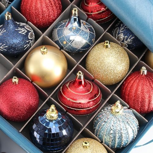 Hearth & Harbor Christmas Ornament Storage Box With 4 Inner Tray Dividers - Non-Woven Ornament Storage Container For 64 Holiday Ornaments or Decorations - Image 6