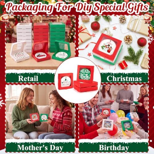 36 Pcs Christmas Sublimation Blanks Ornament Gift Box, Red,Green,White - Image 4