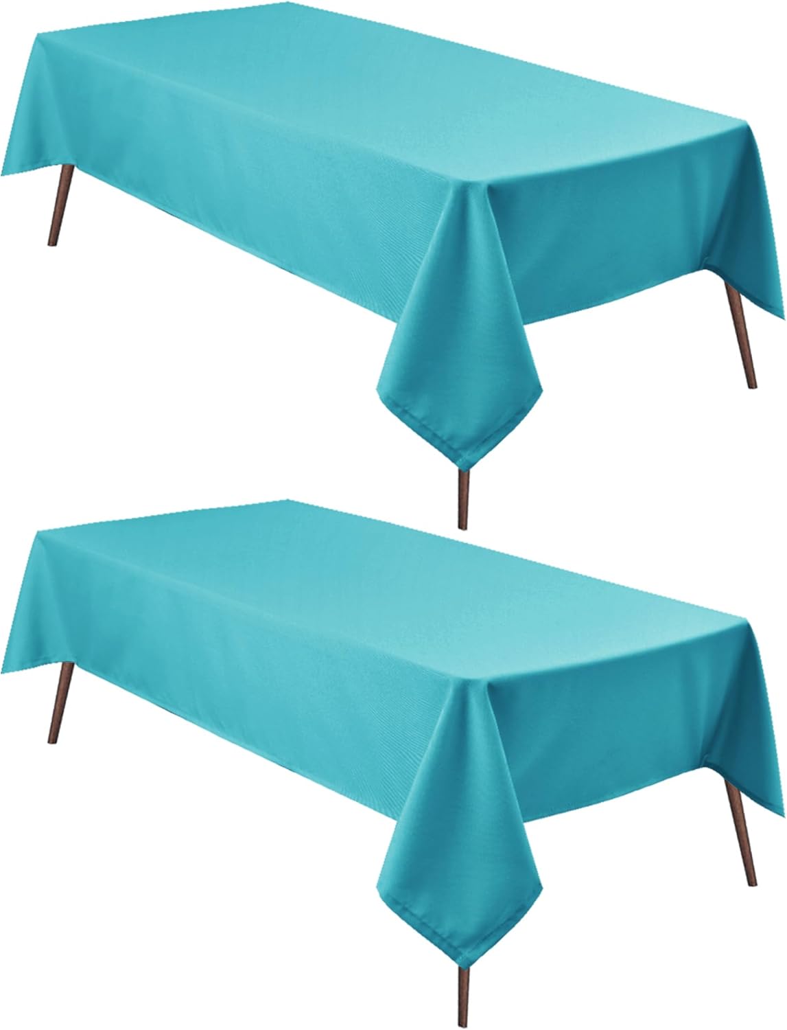 Hiasan 2 Pieces Turquoise Square Tablecloth - Water Resistant and Spillproof Dining Room Washable Fabric Table Cloth for Dining Room, Polyester, 40 x 40 Inch