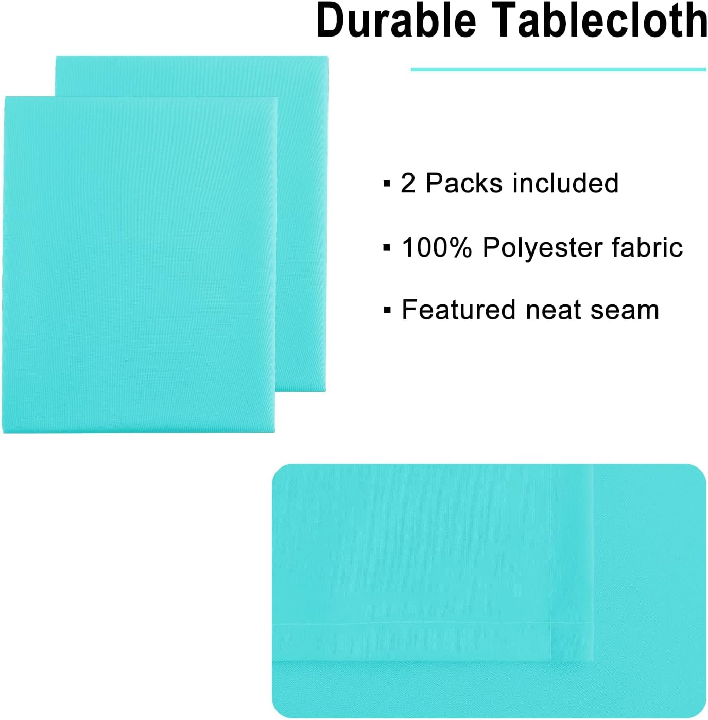 Hiasan 2 Pieces Solid Rectangle Tablecloth - Waterproof and Spillproof Washable Polyester Fabric Table Cloth for Kitchen and Dining Room, Aqua, 54 x 80 Inch