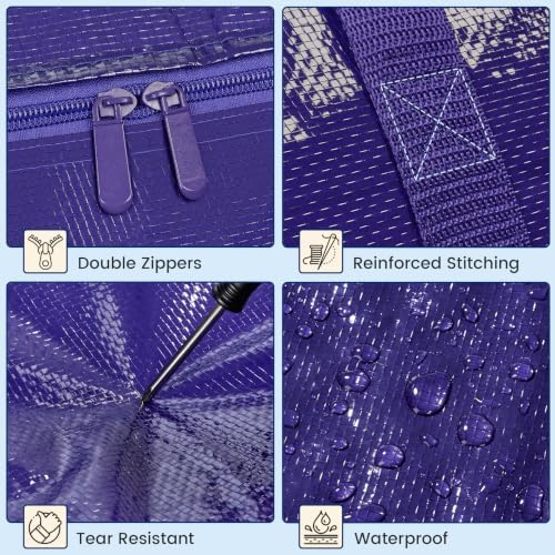 6 Pack Heavy Duty Waterproof Moving Bags, Foldable Totes - Image 4