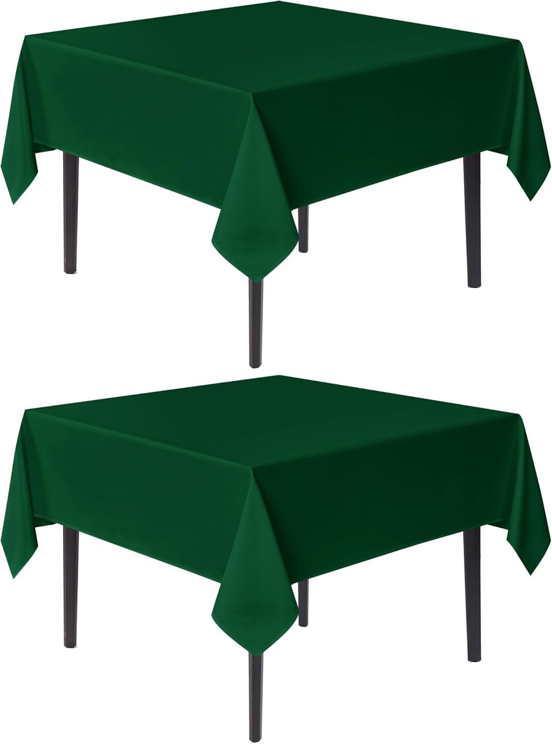 sancua Square Tablecloths 85x85 Inch Hunter Green, 2 Pack - Fabric Table Cloth for Square or Round Tables, Washable Polyester Table Cover for Christmas Dinner, Holiday Party, Display Tables