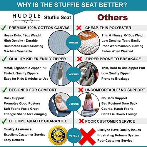 Huddle Designer Stuffed Animal Bean Bag Storage Chair Cover XL Blue Denim - Image 6