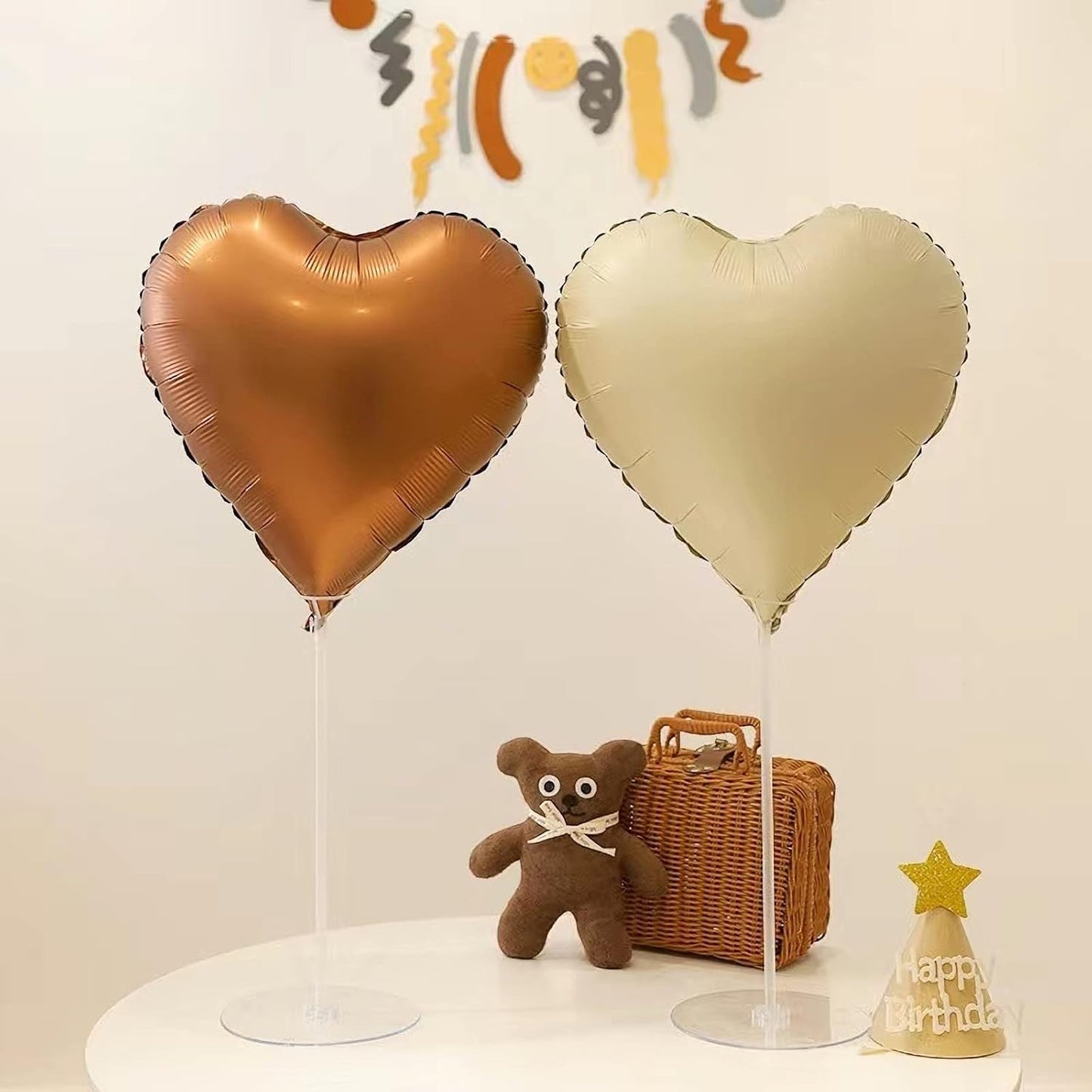 10pc Cream White Heart Balloons - 18 Inch Sand White Heart Shapes for Baby Showers, Weddings, Valentine's Day Decorations