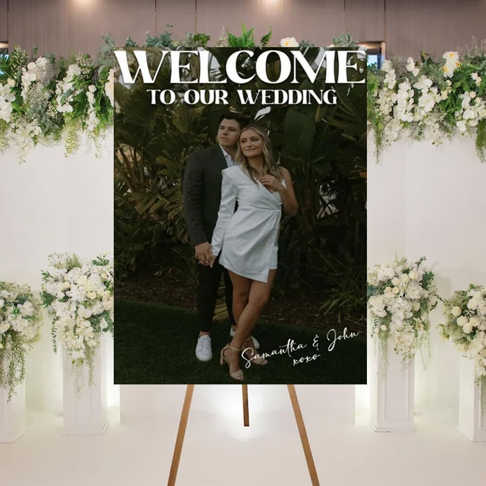 Welcome To Our Wedding Sign, Personalized Wedding Welcome Sign, Wedding Welcome Sign Wedding Photo Reception Welcome Sign for Wedding Entrance, Customized Wedding Welcome Sign With Your Photo