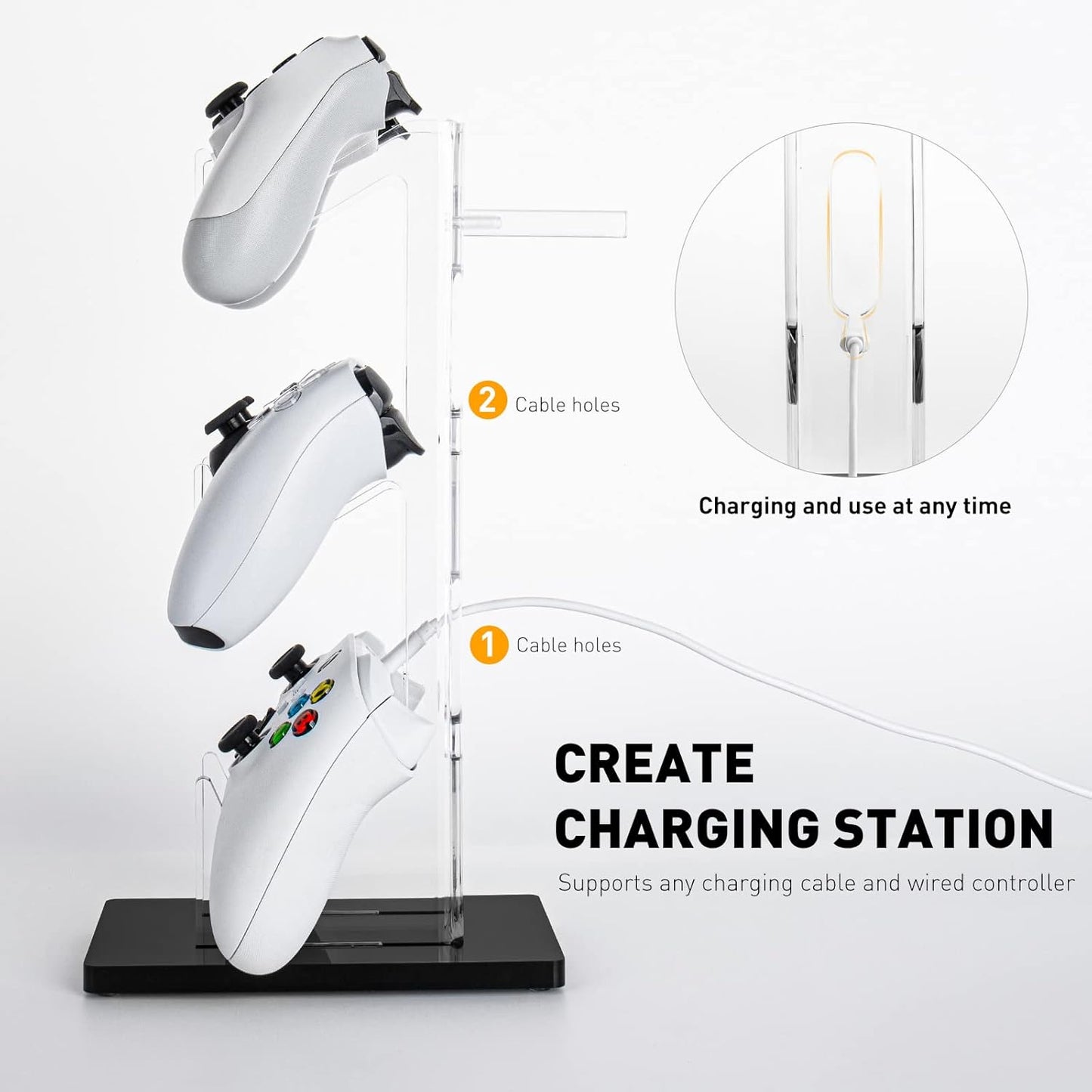 OAPRIRE Universal 3 Tier Controller Holder and Headset Stand for PS4 PS5 XBOX ONE SWITCH, Controller Stand Gaming Accessories, Build Your Game Fortresses (Black)
