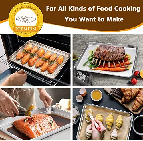 P&P CHEF Stainless Steel Baking Sheet with Rack Set for Cookie, 12.5 Inch - Image 4