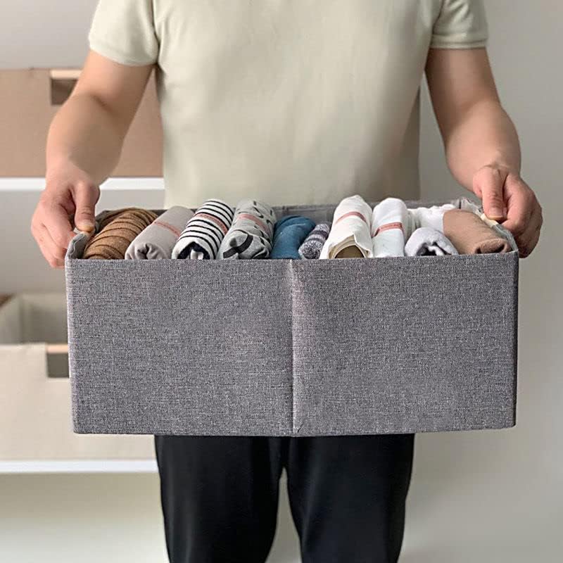 Gray Storage Bin for Shelves Rectangle Closet Baskets Foldable Box with Handles, Gray Storage Bins, Storage Boxes for Home Office Car Dormroom - Image 5
