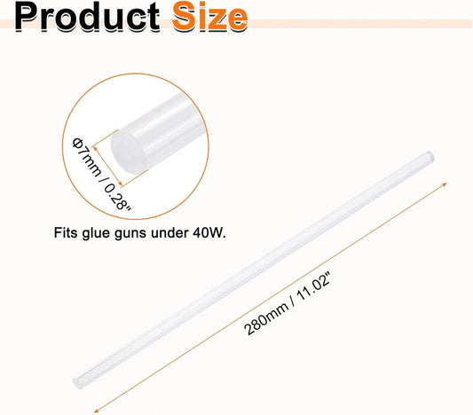 HARFINGTON 10pcs Hot Glue Sticks 0.28" Dia x 11.02" Long EVA Mini Hot Melt Adhesive Glue Stick for Hot Melt Gun Wood Plastic Glass Flowers Fabrics Foam, Clear