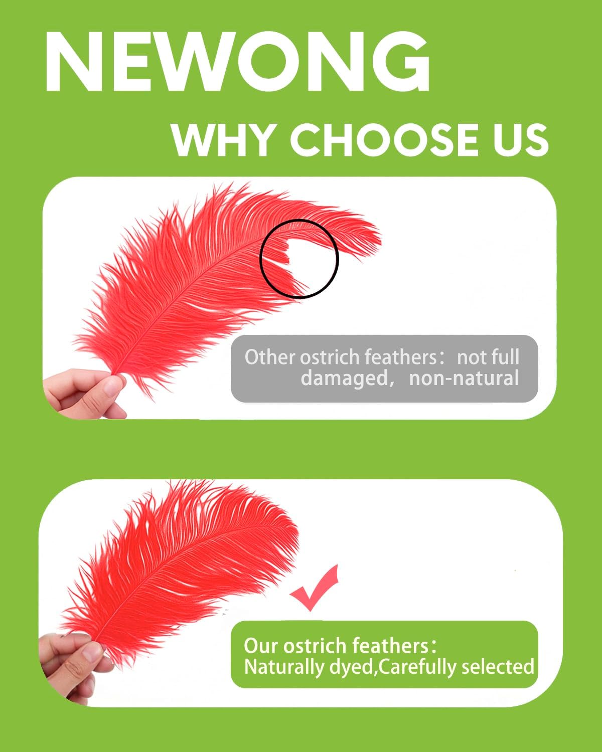 NEWONG 30pcs red Ostrich Feathers Natural Bulk 8-10inch(20-25cm) Vase Craft Wedding Home Party Centerpieces Christmas Day Decoration
