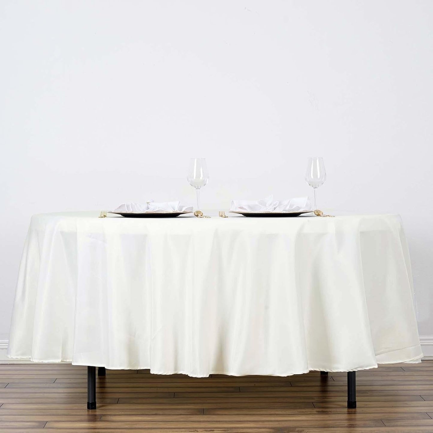 Efavormart Round Tablecloth, 108 Inch Stain & Wrinkle Resistant Washable Table Cloth, Decorative Polyester Fabric Table Cover for Banquet, Wedding, Dining- Ivory