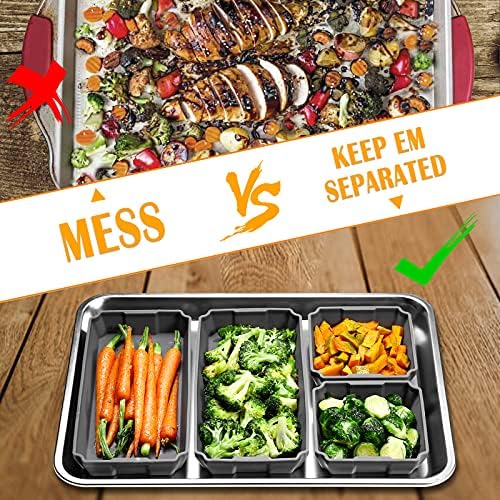 Silicone Sheet Pan Set, XOMOO Extra large size 4PCS Nonstick Silicone Dividers for Baking Trays, Baking Pan Dividers, Baking Cooking Accessories for Oven Dinner Prep, Dishwasher Safe Air Fryer Safe - Image 3