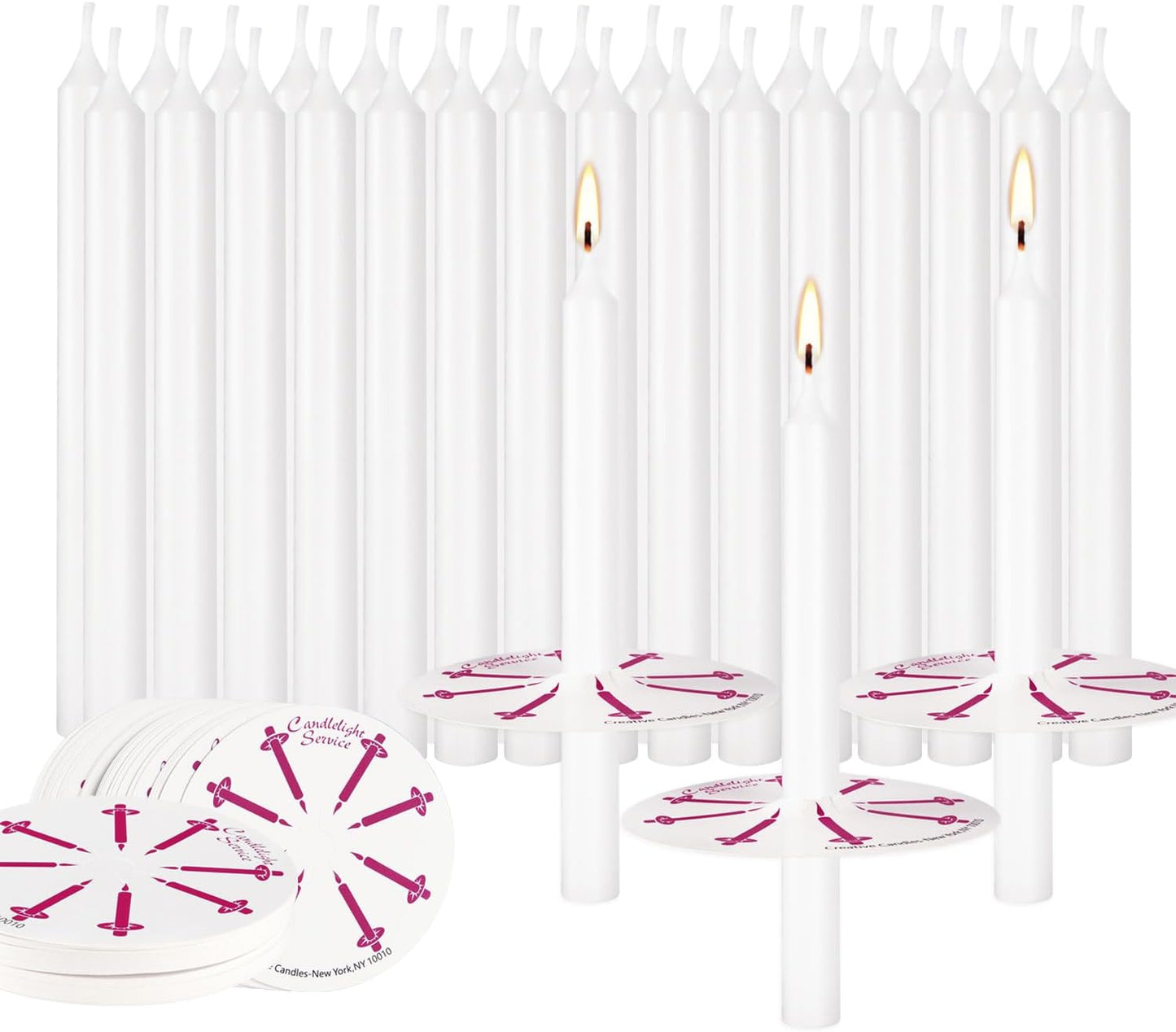 400 Pack White Taper Candles with Drip Guards & Paper Holders - 5 Inch Odorless Religious Candles for Church Prayers, Sabbath Ceremonies, & Home Decorations…