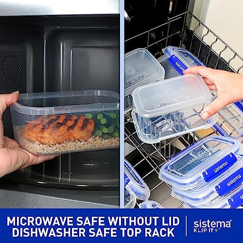 Sistema KLIP IT+ 6-Pack Rectangle Food Storage Containers, Stackable & Airtight Food Boxes with Lids, Dishwasher, Freezer, & Microwave-Safe, BPA-Free, 2.2L / 1L / 400mL - Image 5