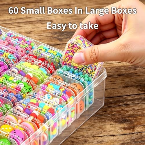 Bead Organizer Box, 61pcs Clear Plastic Storage Containers Set, Large Capacity Small Bead Organizers and Storage Cases with Labels, for Jewelry, Crafts, Diamonds Storage - Image 5