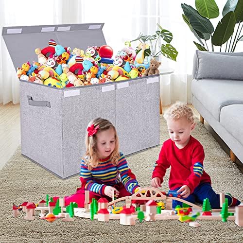 Pantryily Large Foldable Toy Storage Box with Lid,Plush Toy Organizer Chest - Image 3