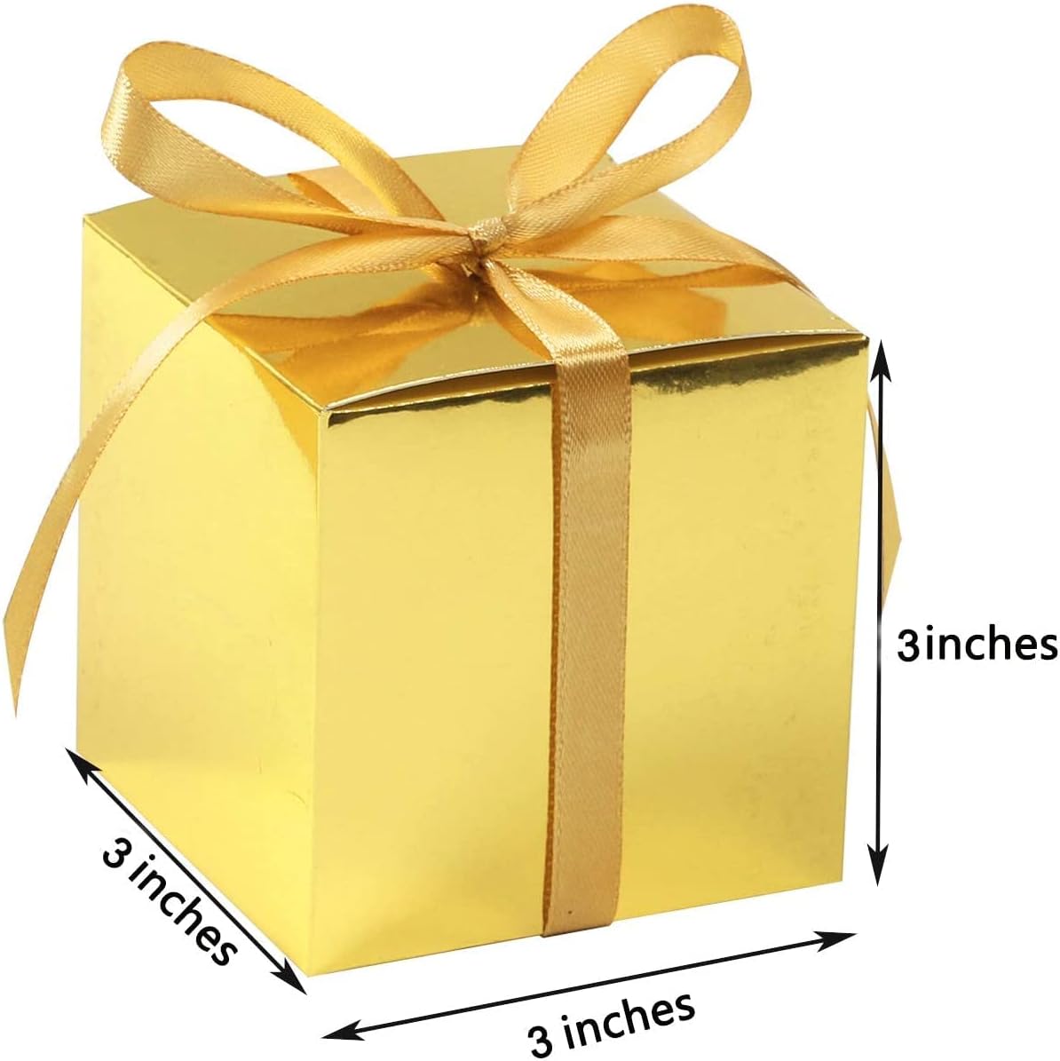 COTOPHER 25pcs Wedding Favor Boxes, Paper Gift Boxes 3x3x3 Inches Small Gift Boxes with Ribbons Small Boxes for Gifts, Crafting, Cupcake, Candy, Bridesmaid Proposal Boxes