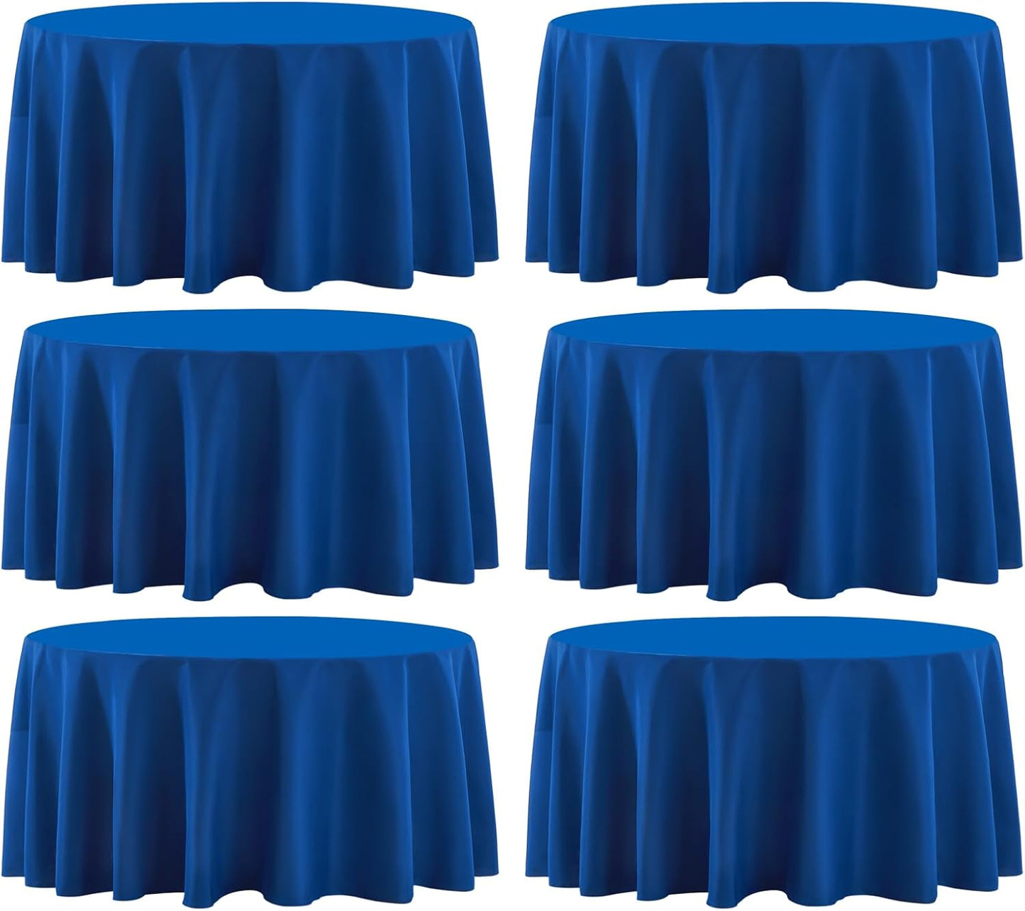 Round Tablecloth 132 Inch 6 Pack Royal Blue Tablecloths Washable Decorative Linen Polyester Table Clothes Cover for Dining Table Banquets Buffet Parties and Wedding