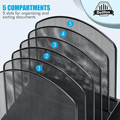 Delifox Inclined File Organizer for Desk, 5-Section Vertical File Holder - Image 4