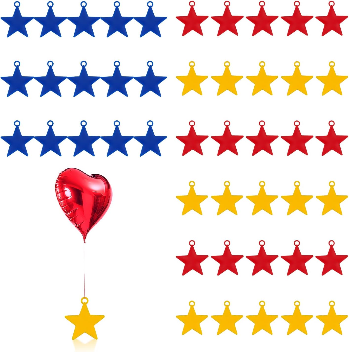 45PCS Balloon Weights Colorful Plastic Heavy Balloon Pendants Wedding Birthday Party Balloons Accessories For Helium Balloon Decoration (Star)