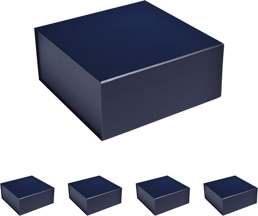 CECOBOX - Gift Boxes with Lids for Presents 6"x6"x2.75" - Matte, Collapsible Magnetic Closure Gift Box - Groomsmen & Bridesmaid Proposal Boxes, Wedding, PR, Birthdays, Holidays (Navy)