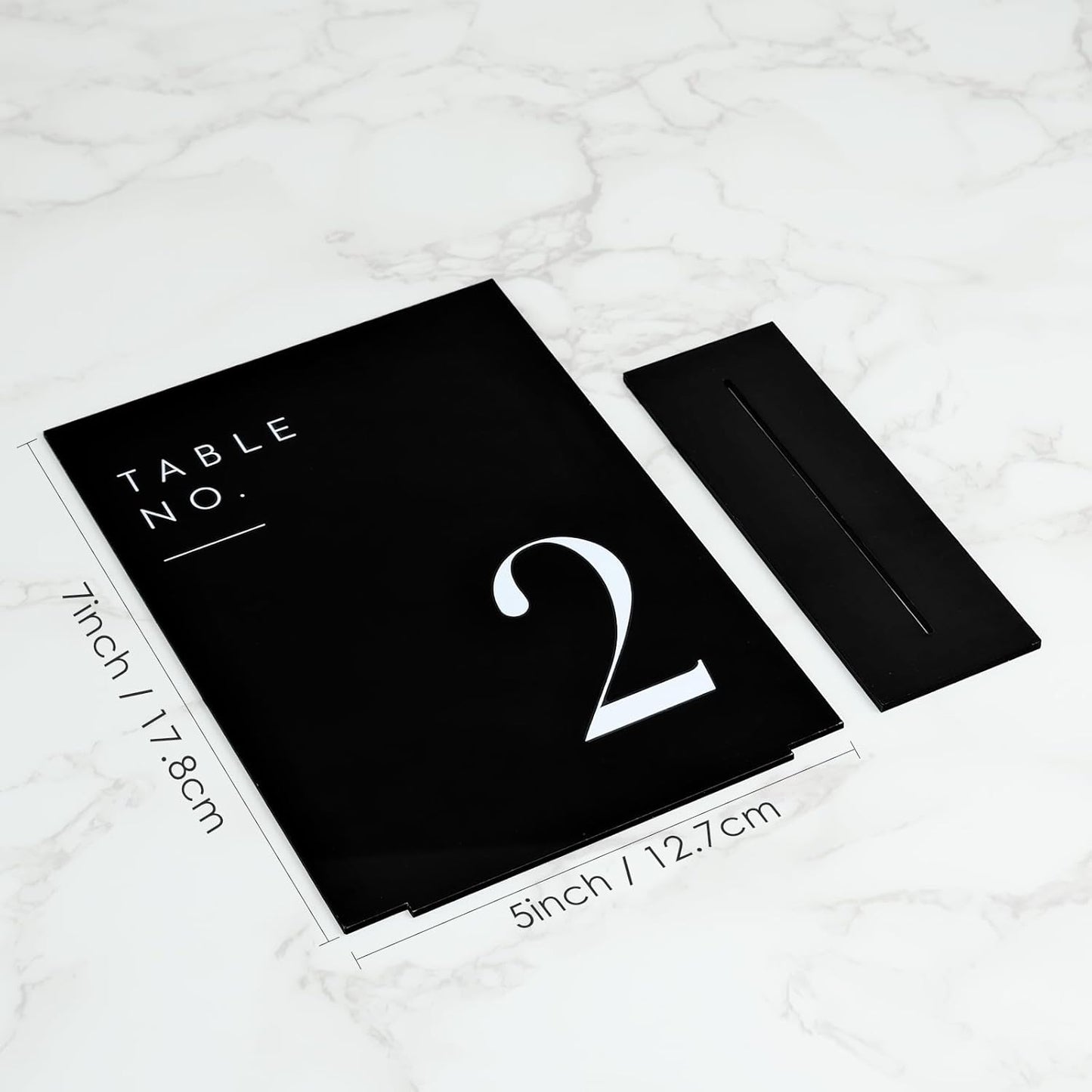 JINMURY Wedding Black Table Numbers 1-15 with Stands, 5"x7" Black Acrylic Table Numbers with White Font for Wedding Party Reception (1-15, 5"x7")