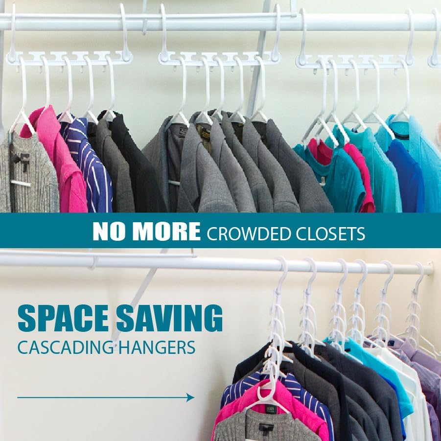 Wonder Hanger Max 20-Pack Space-Saving Hangers, 360° Hooks, White - Image 6