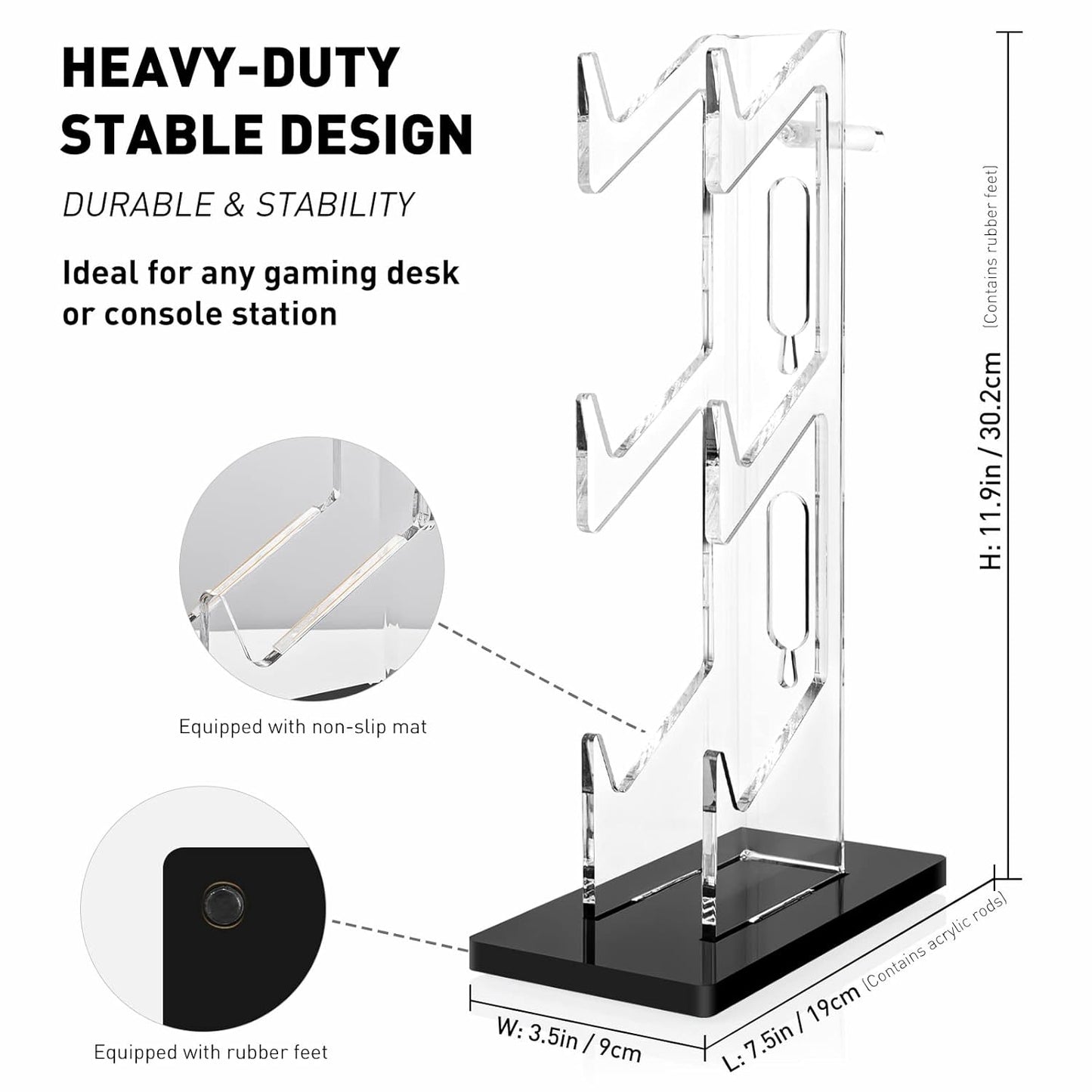 OAPRIRE Universal 3 Tier Controller Holder and Headset Stand for PS4 PS5 XBOX ONE SWITCH, Controller Stand Gaming Accessories, Build Your Game Fortresses (Black)