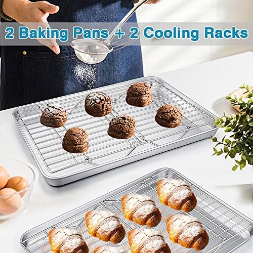 P&P CHEF 16 Inch Baking Sheet with Rack Set, Pans with Stackable Racks - Image 7