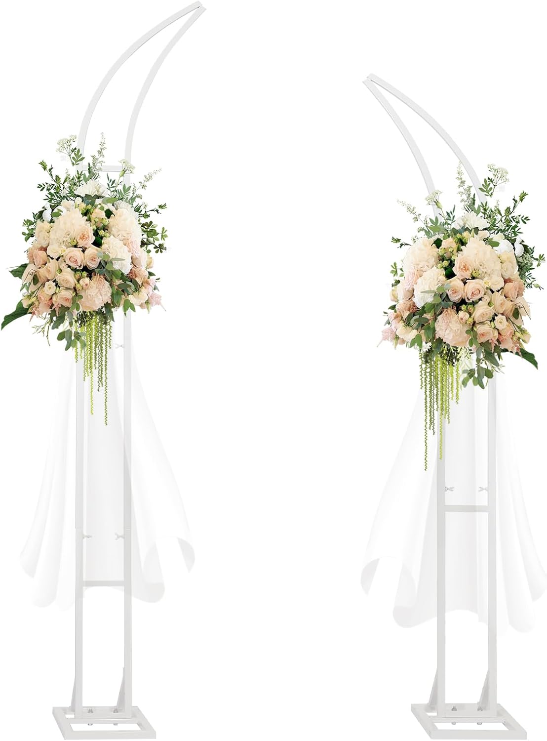 Wedding Arch Stand - 2pcs Large 5.9&6.9Ft Balloon floral Arch Stand Half Arch Flower Frame Photography Backdrop stand, Metal Heavy Firm Base for Bridal &Ceremony Baby Shower Birthday Party Decor,White