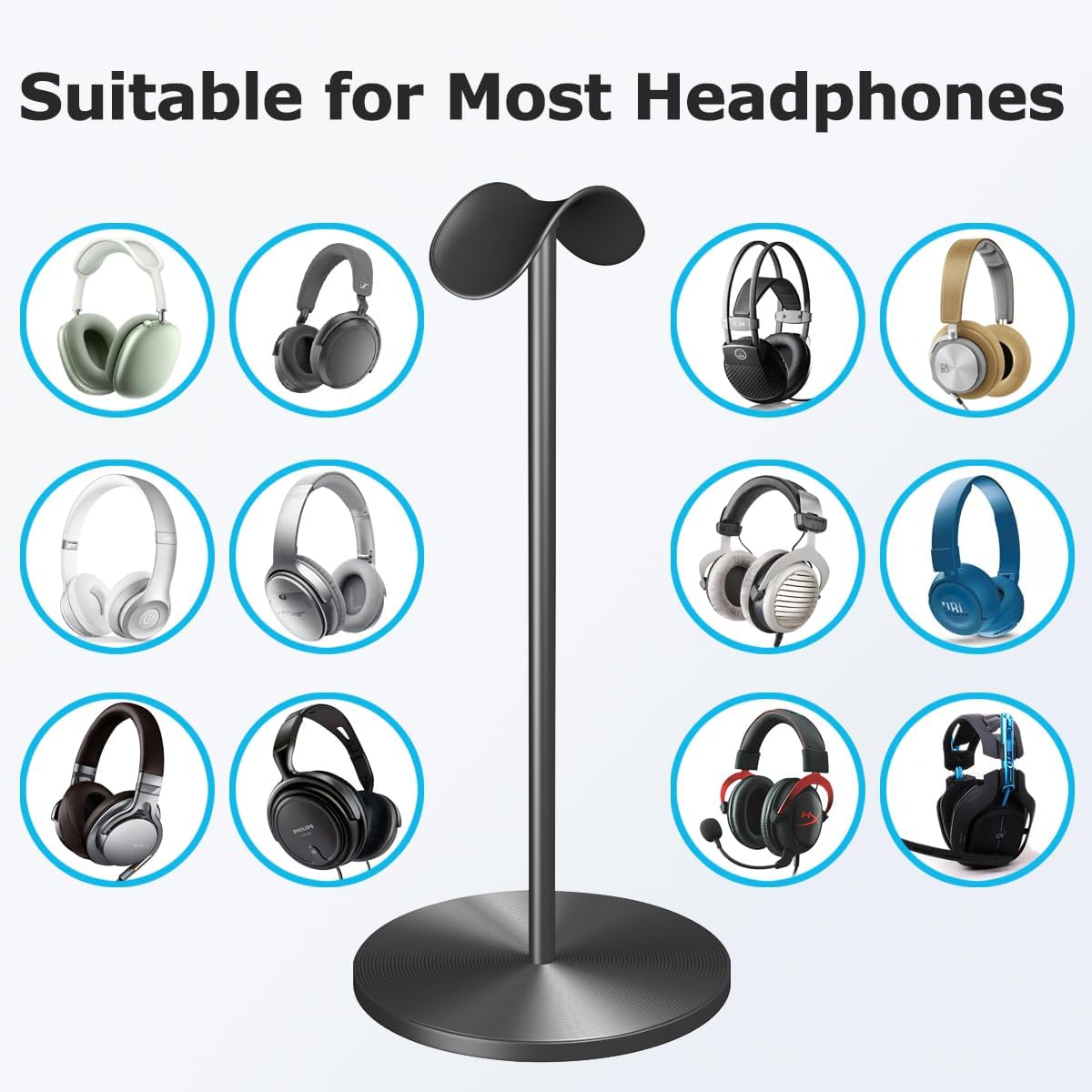 Headphone for Desk Hanger Holder Organizer Keeper Racks Storage Mount Gaming Headset Stand Premium Functional Craftmanship Headset Stand (Metal)
