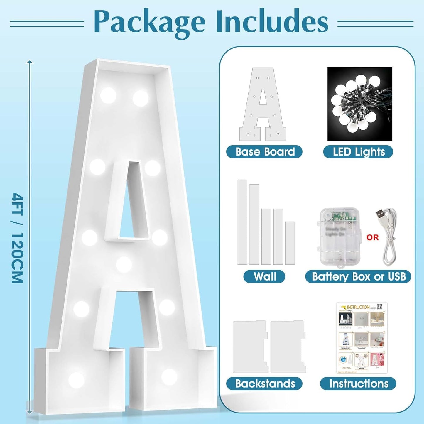 Ledido 4FT Marquee Light Up Letters, Cool White Light Up Letters Large Marquee Letter for Party Decorations, Mosaic Letter R for Balloons, Wedding Birthday Graduation Decor