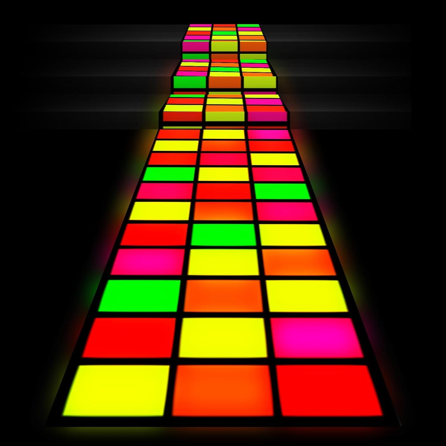 Haull 236 x 39 Inch Neon Light up Dance Floor Glow in The Dark Floor Runner Neon Party Decorations UV Blacklight Reactive Fluorescent Wall Props for Glow Disco Party Favors(Rectangles)