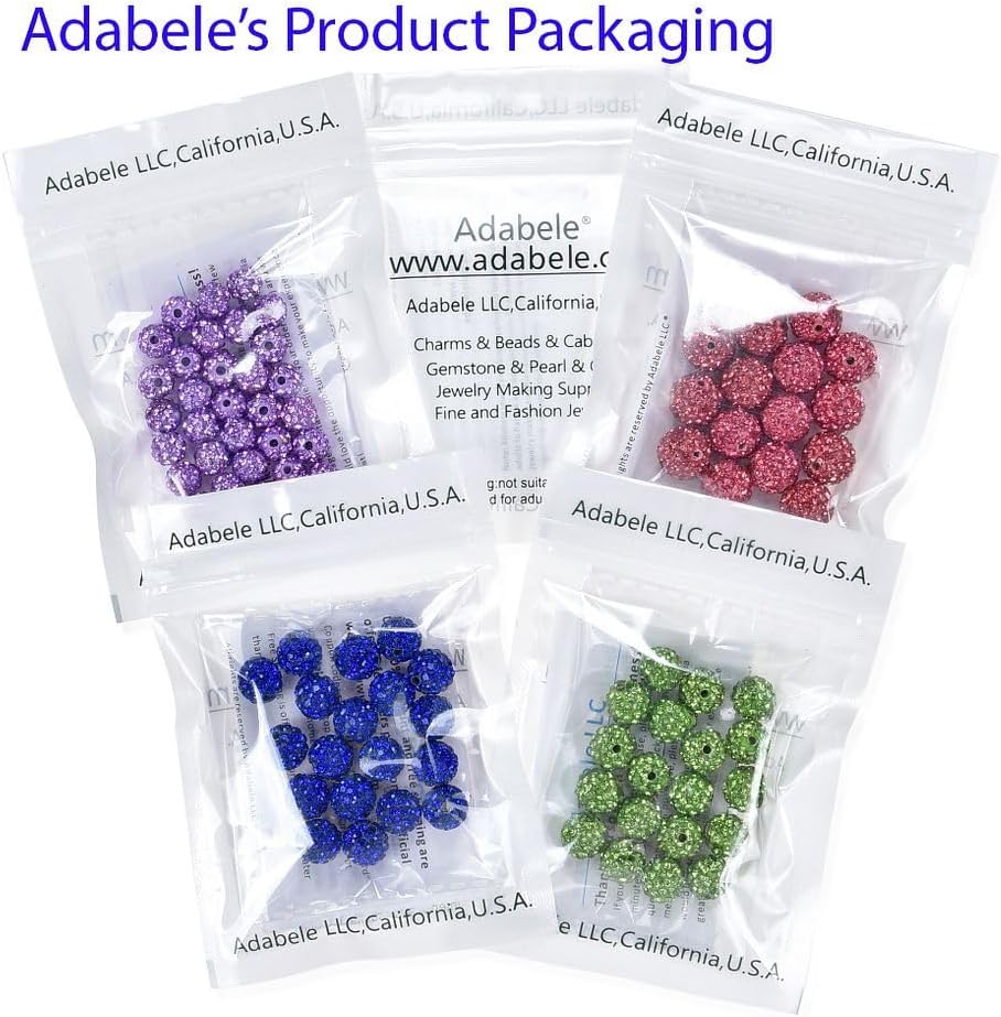50pcs Adabele Grade A Suncatcher Crystal Rhinestone Pave Loose Beads 6mm Clear White Polymer Clay Disco Ball Spacers Compatible with Shamballa All Craft Jewelry Making DB6-1