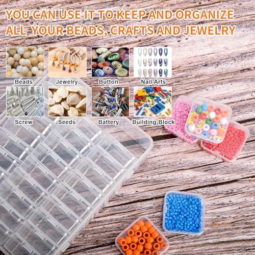Bead Organizer Box, 60pcs Small Clear Plastic Storage Containers, Craft Storage Box Features Hinged Lid and Labels, Mini Boxes for Bracelets, Jewelry, Diamonds, Clay Beads, Screws, Seeds, Small Parts - Image 5