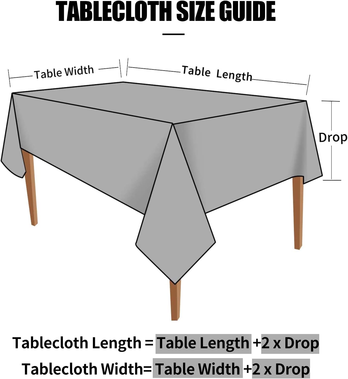 Smiry Rectangle Table Cloth, Waterproof Heavy Duty Vinyl Tablecloths, Wipeable Washable Table Cover for Kitchen and Dining Room (Grey, 54" X 120")