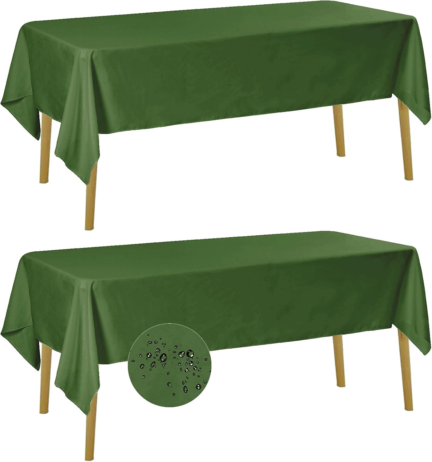 Fokitut 2 Pack Waterproof Rectangle Tablecloth, 60x120 Inch,Stain Resistant and Wrinkle Polyester Table Cloth, Fabric Table Cover for Kitchen Dining, Wedding, Party, Holiday Dinner-Willow