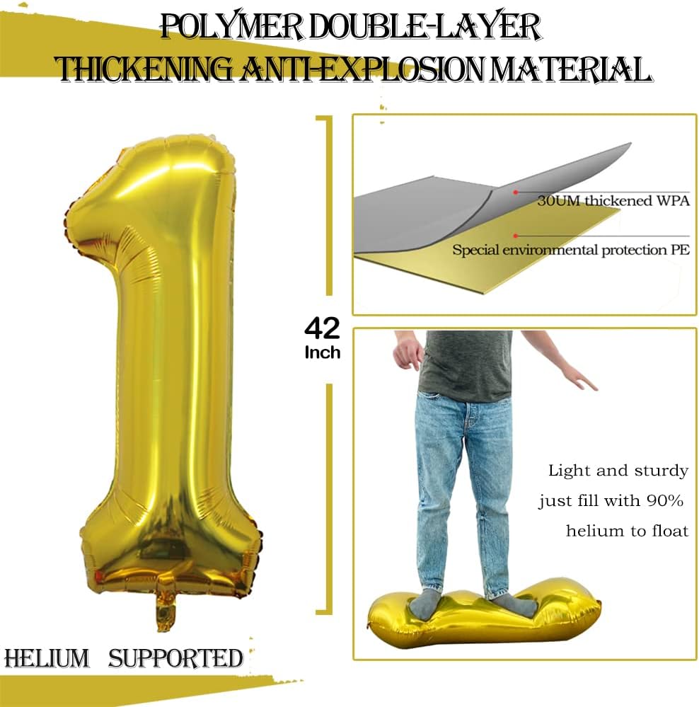 GOER Number 18 Balloons for 18th Birthday Sweet 18 Party Decorations,42 Inch Jumbo Foil Helium 81 Balloons for 81st Birthday Party Decoration (Gold)