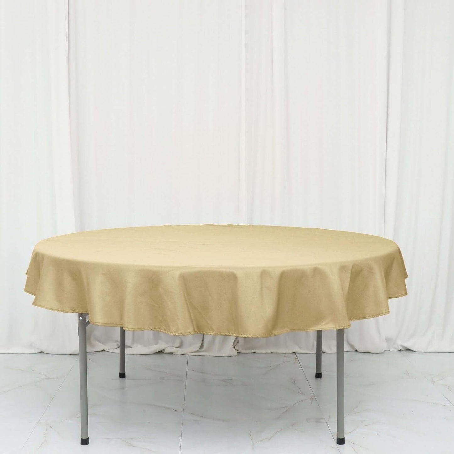 Efavormart Round Tablecloth, 70 Inch Stain & Wrinkle Resistant Washable Table Cloth, Decorative Polyester Fabric Table Cover for Banquet, Wedding, Dining- Champagne