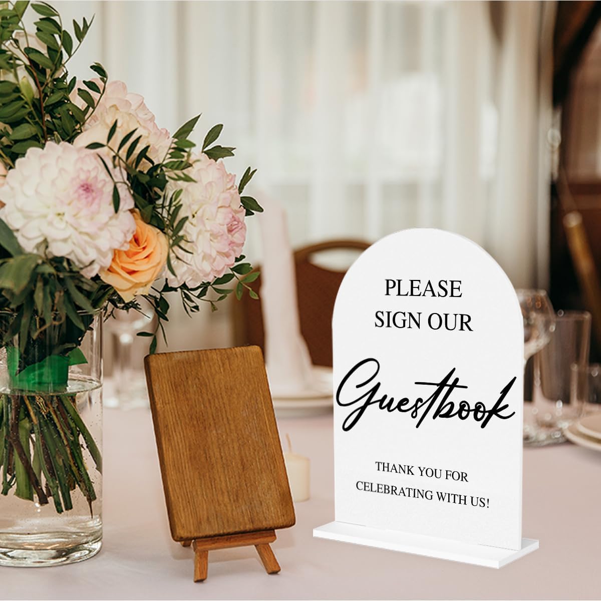 Wedding Guest Book Sign Please Sign Our Guestbook Sign Acrylic Arch Wedding Bridal Shower Baby Shower Welcome Table Signs for Ceremony and Reception Decor 7 x 5 Inches