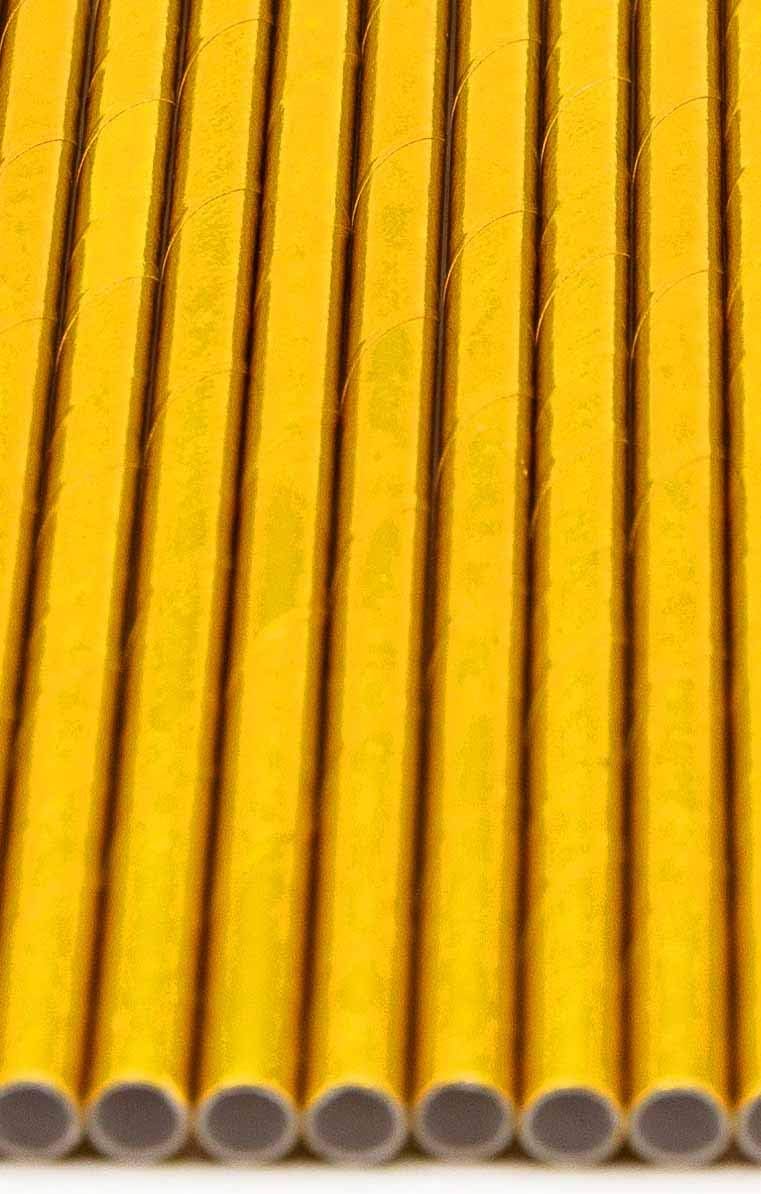 Pack of 300 Gold Foil Biodegradable 4-Ply Paper Drinking Straws (Compostable, Non-toxic, BPA-free)