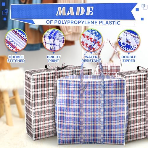 Checkered Laundry Bag Set of 4, 13 Gal Capacity, Foldable Design - Image 3