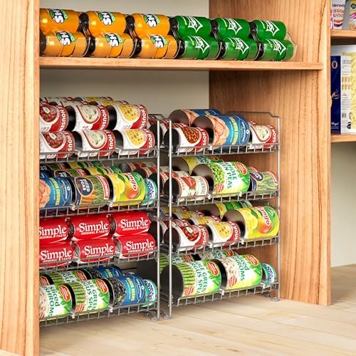 Simple Houseware 2 Tier Stackable Can Rack, Silver, 2 Pack - Image 6