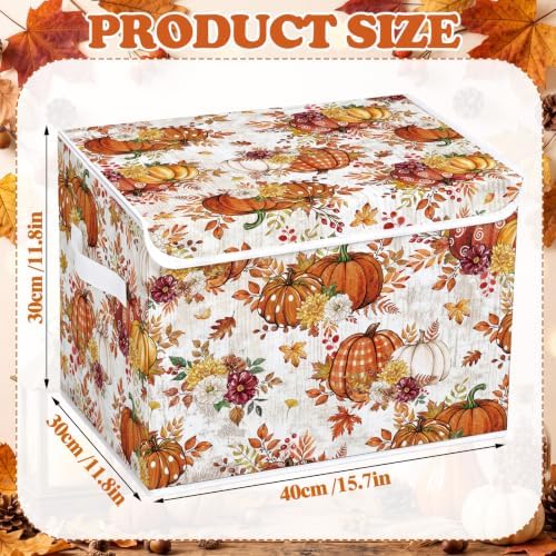 Briwooody Fall Pumpkin Storage Bin with Lid and Carrying Handle Storage Box - Image 2
