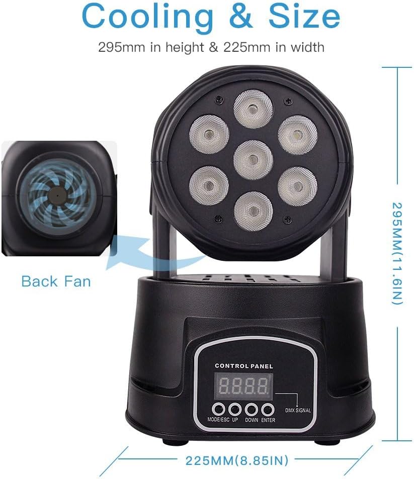 BETOPPER DJ Lights Moving Head, 7x8W RGBW Sound Activated/DMX Lighting, Moving Head Lights for Stage, Party, Live, DJ, Bar, Disco Lighting (2 Packs)